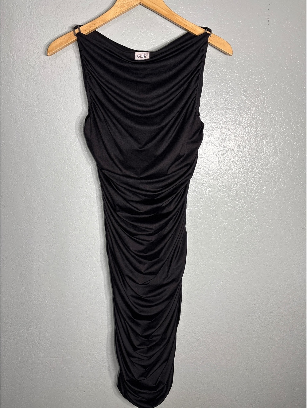 Cache vintage  dress whimsygoth  ruched black  bodycon Y2K M metal hardware